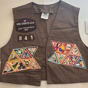 Vintage brownie Girl Scout vest with patches. San Francisco SF 841
